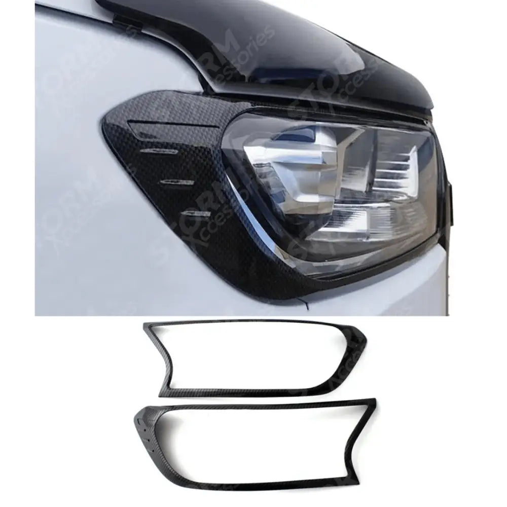 Ford Ranger T6 2016-2022- Stx Head Light Guards Pair - Carbon Fibre Look
