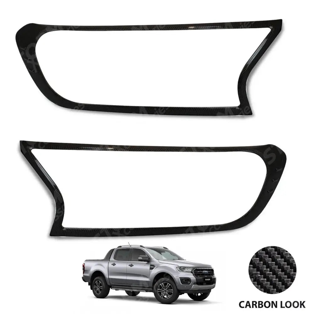 Ford Ranger T6 2016-2022- Stx Head Light Guards Pair - Carbon Fibre Look