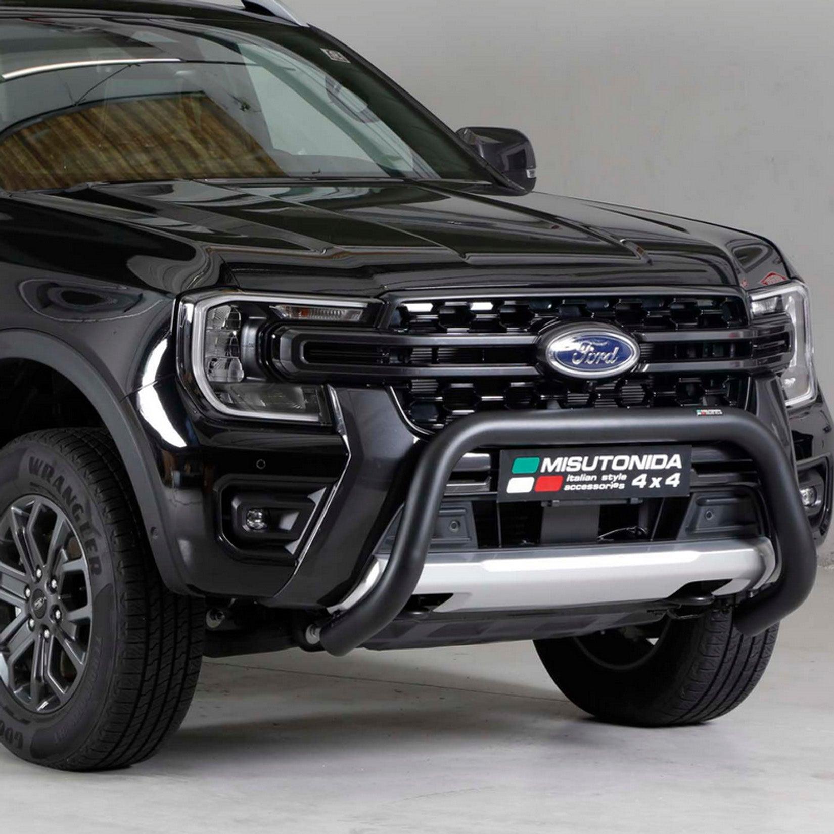 FORD RANGER T9 2023 on MISUTONIDA EC APPROVED FRONT BAR – 76MM – BLACK - Storm Xccessories2