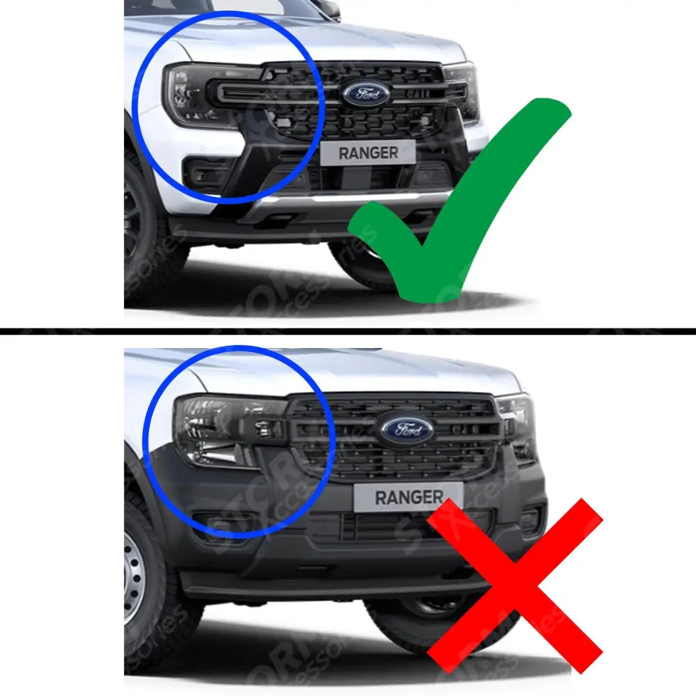 Ford Ranger T9 2023 On - Stx Head Light Covers Wildtrak/ Raptor In Matte Black - Pair