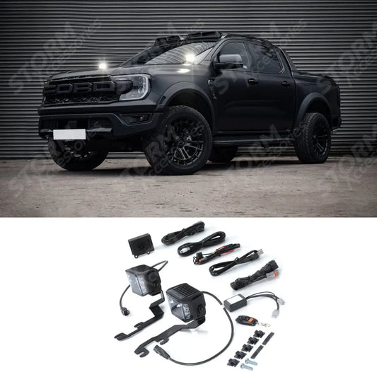 Ford Ranger T9 2023+ Stealth LED Twin 4" Dark Force Bonnet Kit - 16,800 Lumens