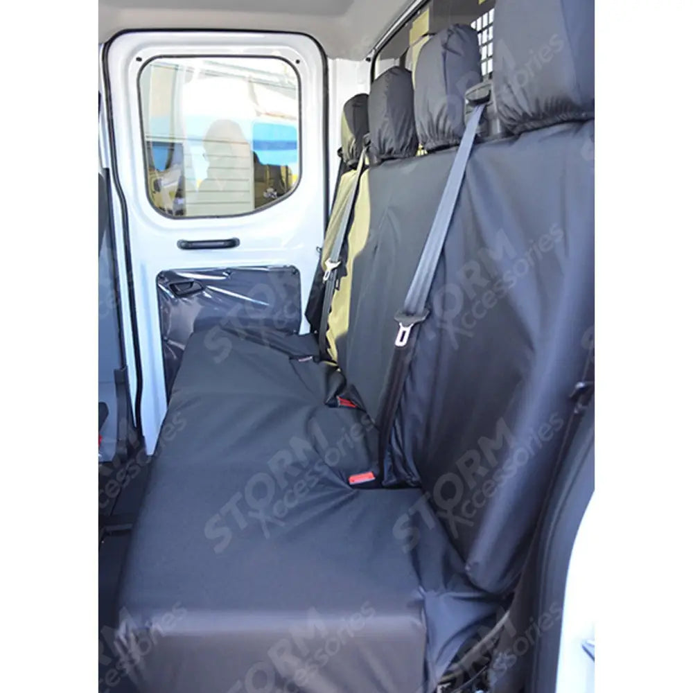 Ford Transit 2014 On Rear Cab Single Bench 4 Passenger Seat Covers - Black