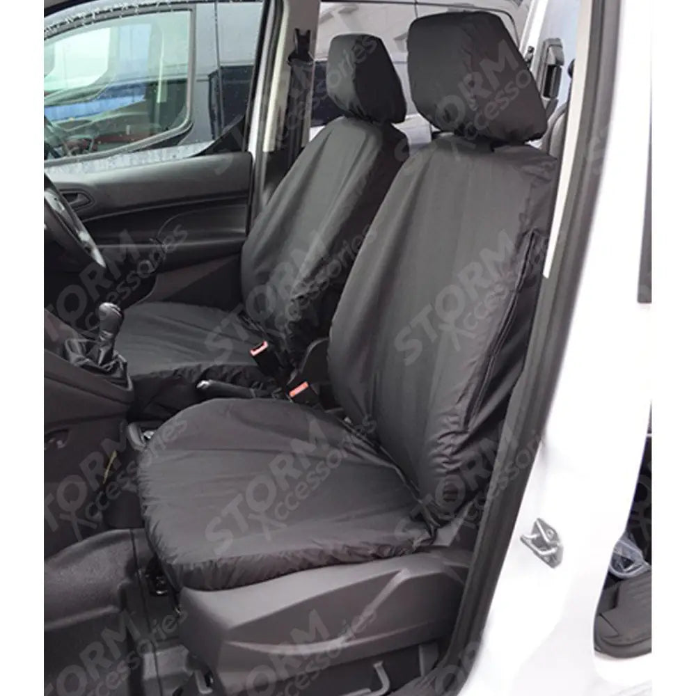 Ford Transit Connect 2014-2018 Driver And Single Passenger Seat Covers (With Armrest) - Pair - Black