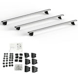 Ford Transit Custom 2012 - 2024 - Ridgerack Roof Rack Rails V2 - 3 Bars Style In Silver