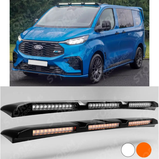 Ford Transit Custom MK2 2024 on Luminex Roof Light Pod With Amber Strobe Gloss Black