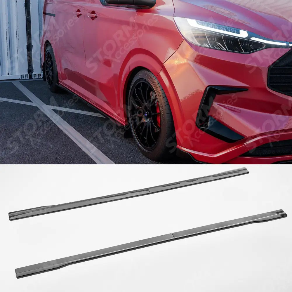 Ford Transit Custom MK2 2024 on LWB Side Skirt Splitters V2 In Gloss Black
