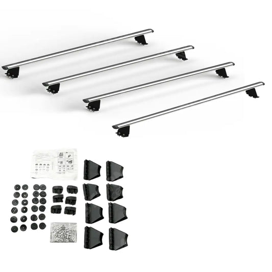 Ford Transit MK8 2014 on - Ridgerack Roof Rack Rails V2 - 4 Bars Style In Silver