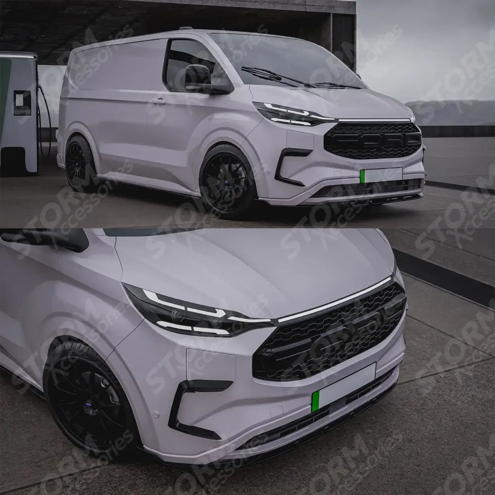 Front Aero Canard Loops In Gloss Black For Ford Transit E Custom & PHEV MK2 2024 on