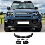 Front Bumper Splitter In Gloss Black For Land Rover Defender L663 90 / 110 / 130 2020 On