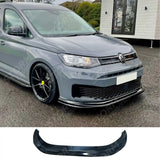 Front Bumper Spoiler Splitter Lip Gloss Black For Vw Caddy 2021 On