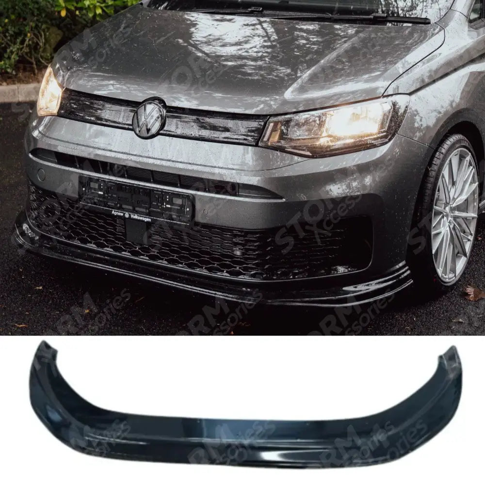 Front Bumper Spoiler Splitter Lip Gloss Black For Vw Caddy 2021 On