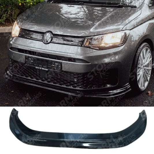Front Bumper Spoiler Splitter Lip Gloss Black For Vw Caddy 2021 On