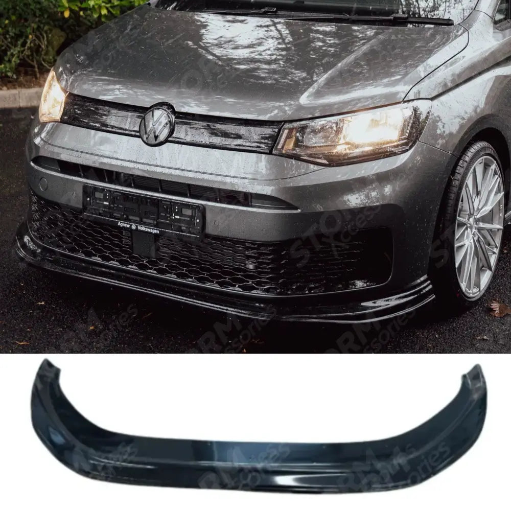 Front Bumper Spoiler Splitter Lip Gloss Black For Vw Caddy 2021 On