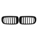 Front Grill Solid Slat In Gloss Black For Bmw X5 F15 2013-2018