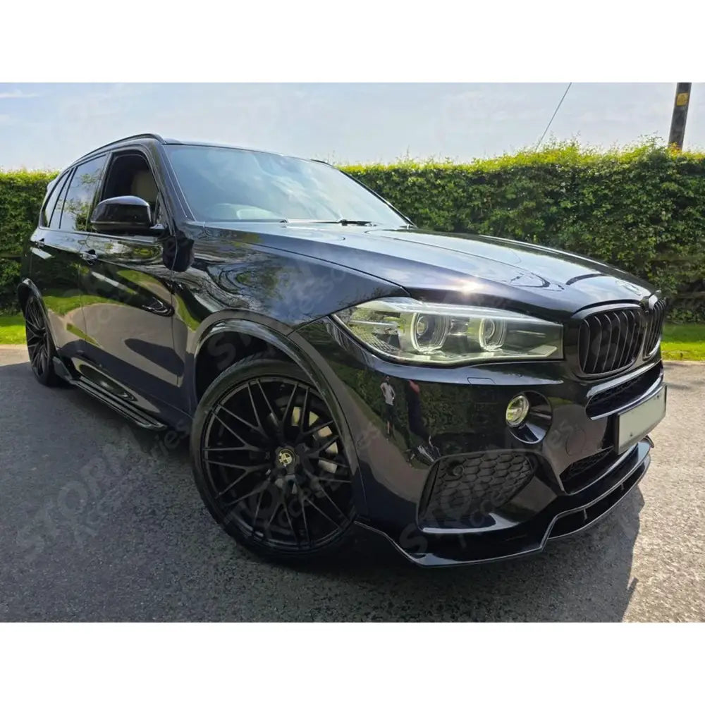 Front Grill Solid Slat In Gloss Black For Bmw X5 F15 2013-2018