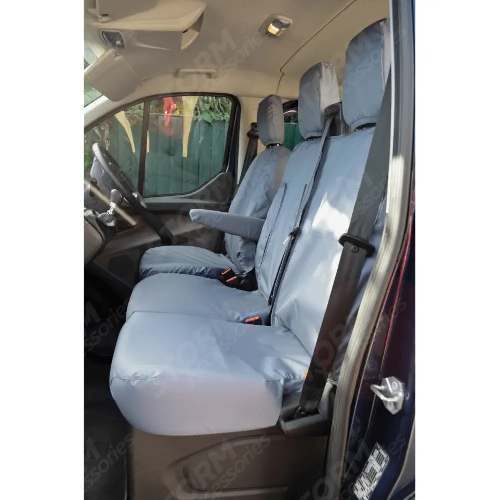 Front Pair Seat Covers (With Worktray)- Grey For Ford Transit 2014 On