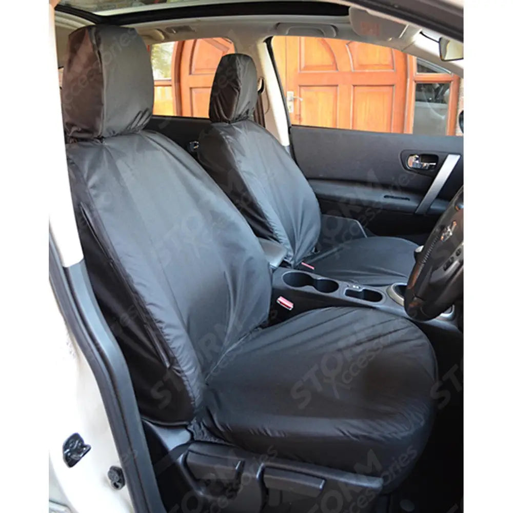 Front Seat Covers Pair Black For Nissan Qashqai 2007-2013
