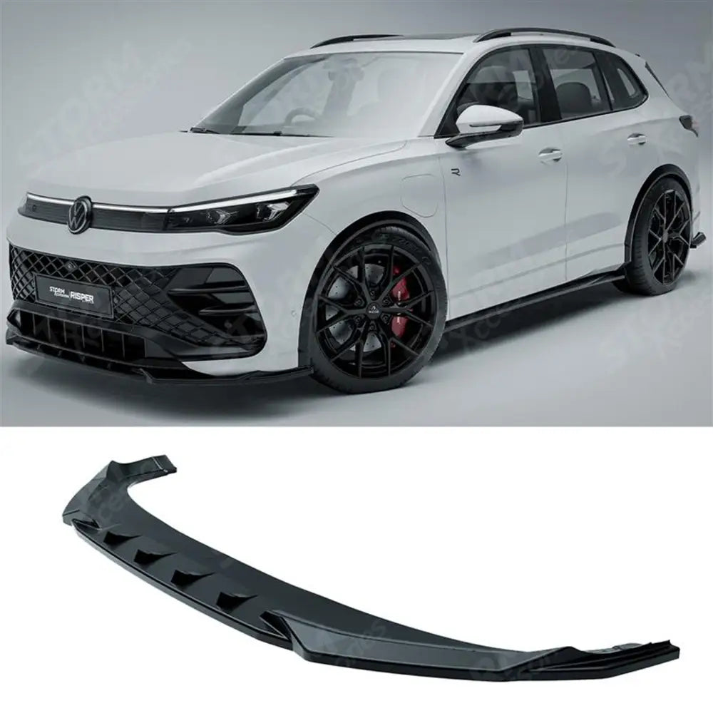 Front Splitter In Gloss Black For VW Tiguan R-Line MK3 2024 On