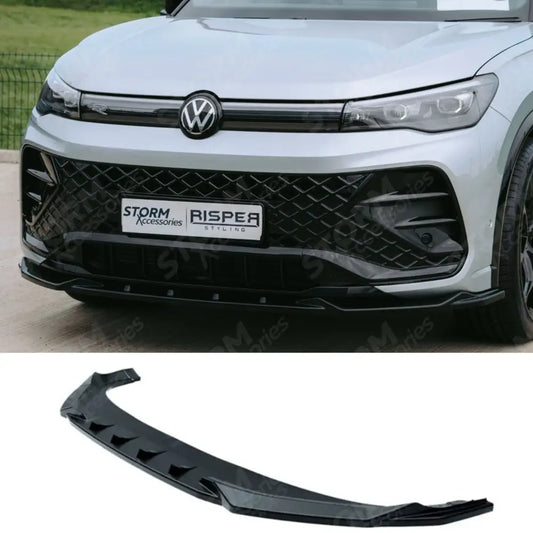 Front Splitter In Gloss Black For VW Tiguan R-Line MK3 2024 On - Splitter