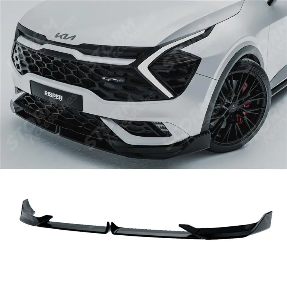 Front Splitter Lip In Gloss Black For Kia Sportage MK5 GT Line 2021-2025
