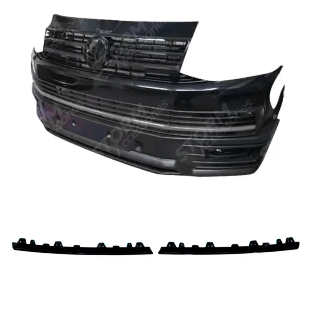 Front Upper 2 Piece Clip In Grille Streamer Choose Colour For Vw T6 Transporter 2015-2019 Gloss Black