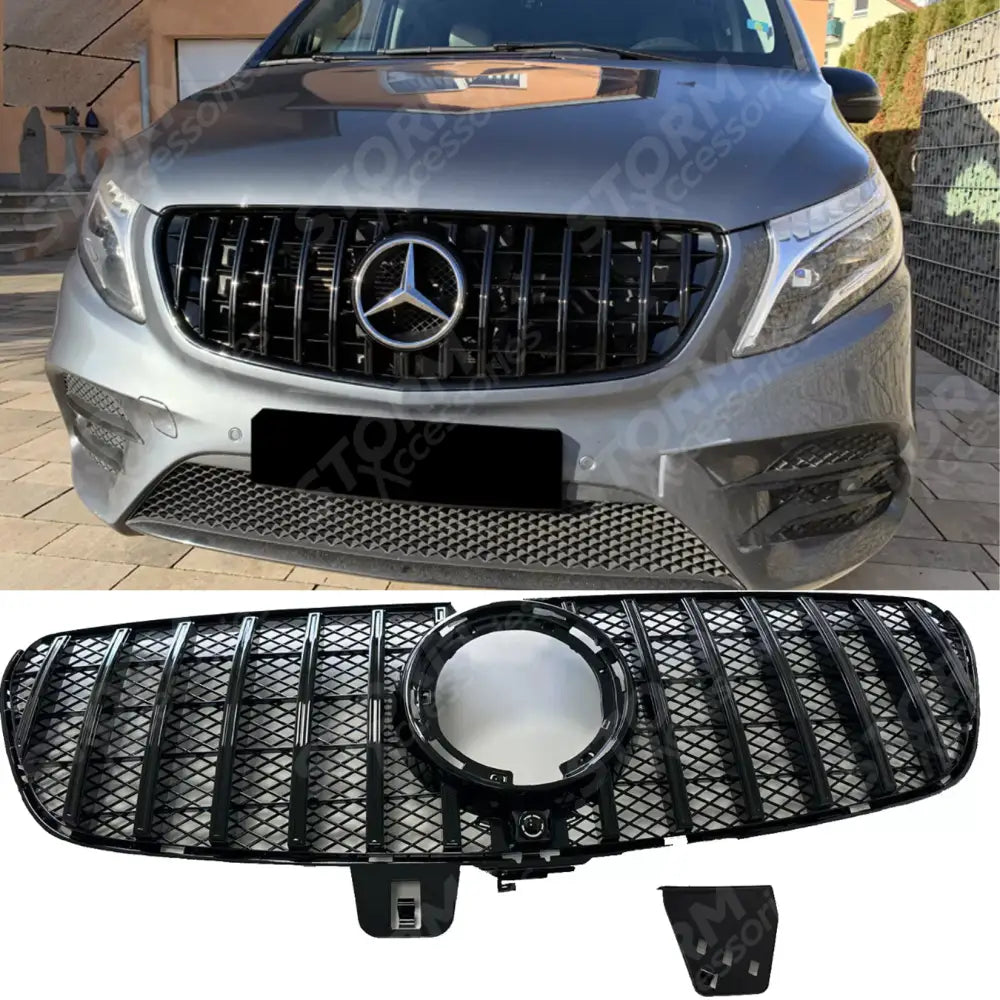 Gt Front Grille Gloss Black For Mercedes Viano W447 Facelift 2020-2024