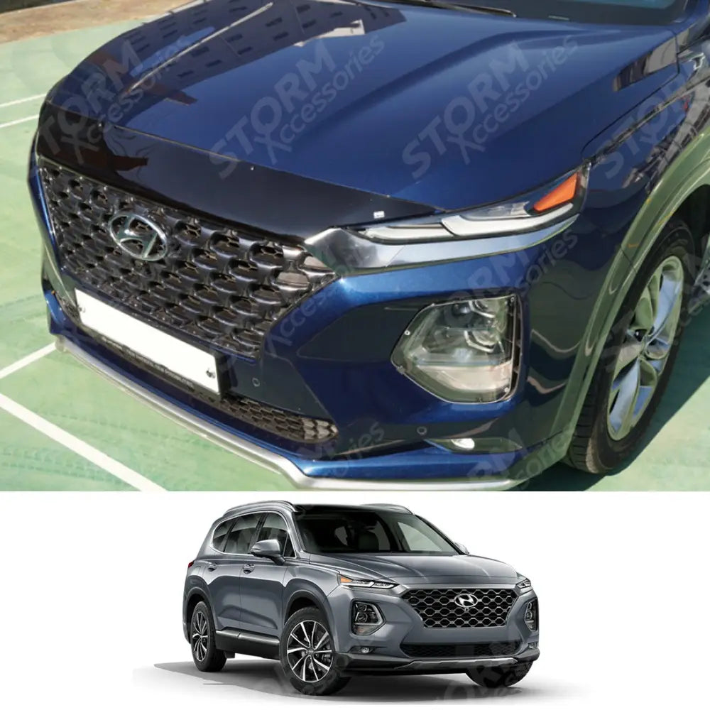 Hyundai Santa Fe 2019 On Egr Bonnet Guard Protector - Dark Smoke