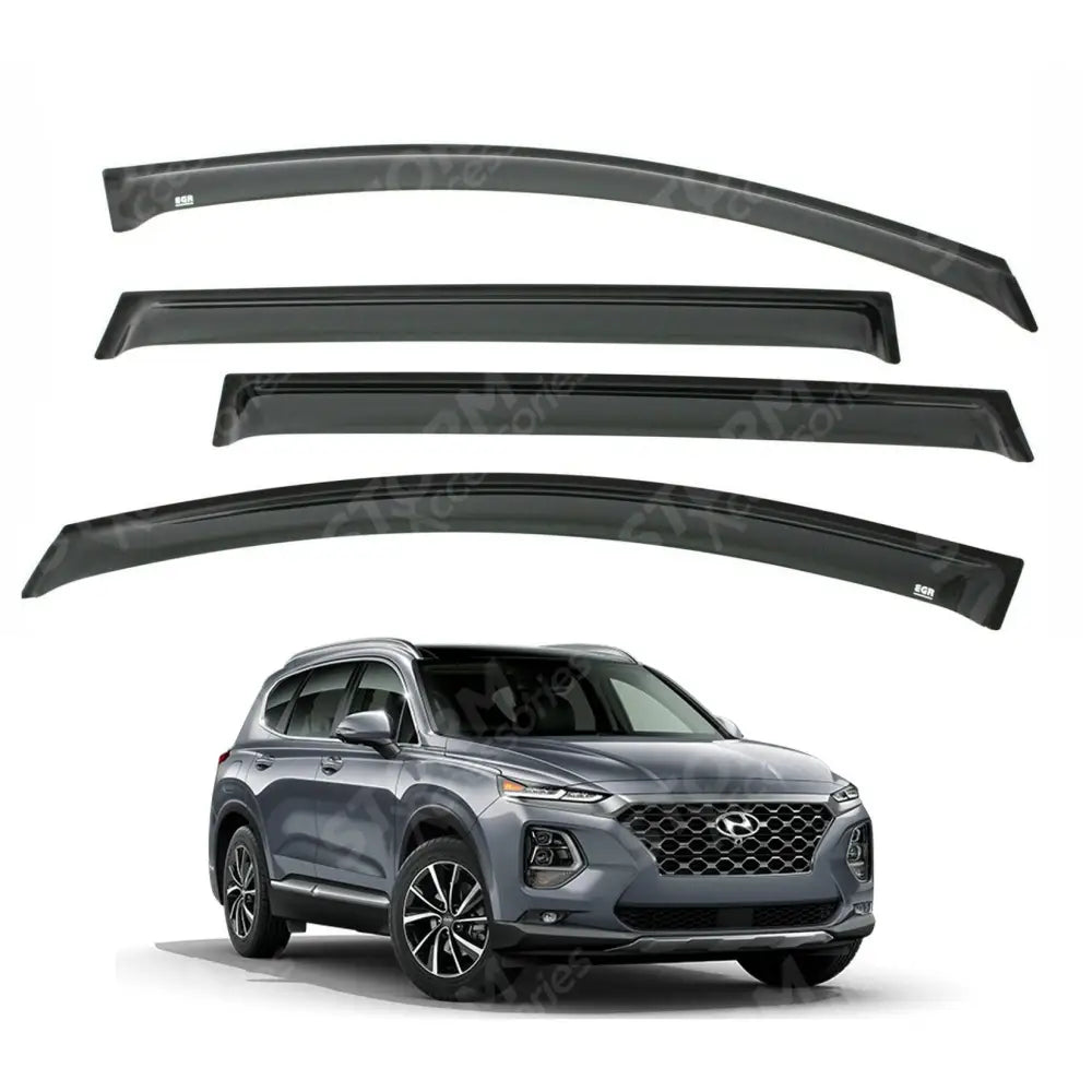 Hyundai Santa Fe 2019 On Egr Quad Wind Deflectors - External Fit