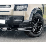Land Rover Defender L663 2020 On - V2 Front Bumper Splitter With Led's In Gloss Black