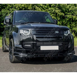 Land Rover Defender L663 2020 On - V2 Front Bumper Splitter With Led's In Gloss Black