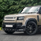 Land Rover Defender L663 2020 On - V2 Front Bumper Splitter With Led's In Gloss Black