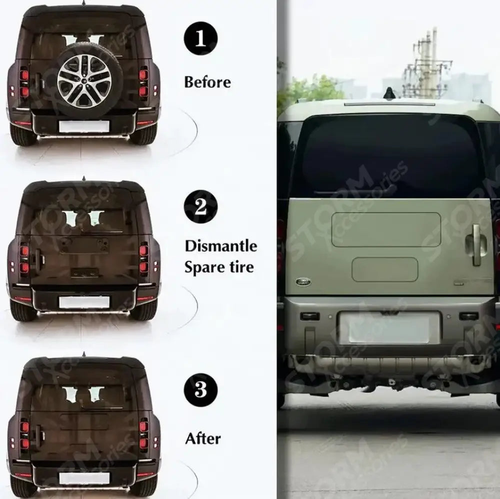 Land Rover Defender L663 90 /110 / 130 2020 On - Spare Wheel Cover Removal Plate - Colour Coded