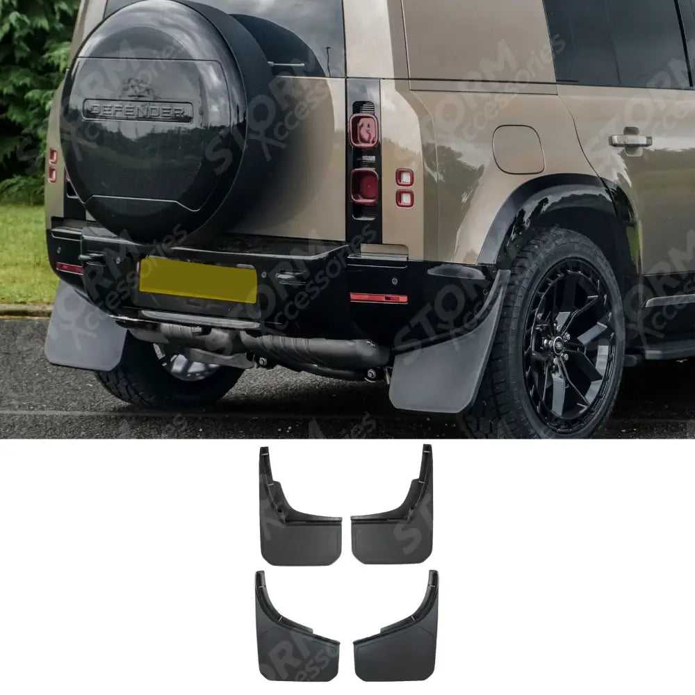 Land Rover Defender L663 90 & 110 2020 Oem Style Classic Mud Flaps - 4pcs - Black