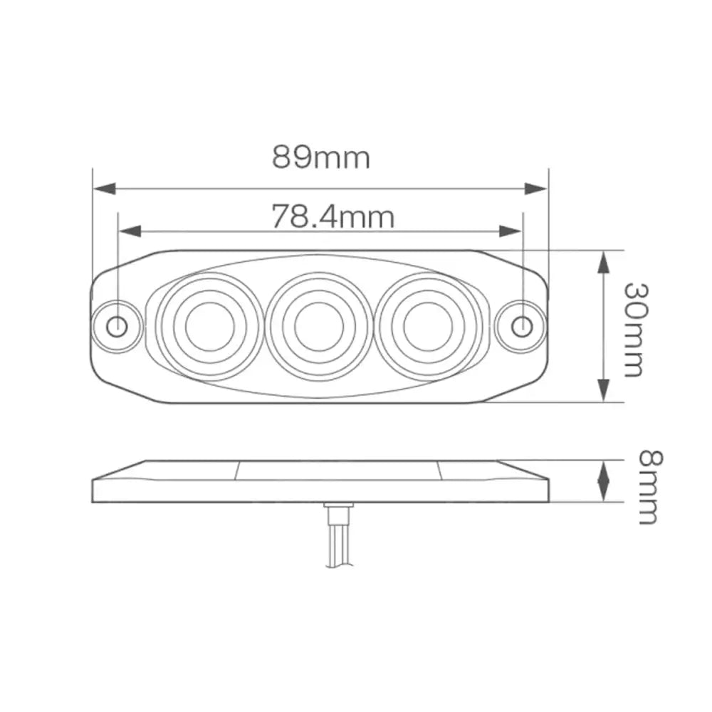 LED Autolamps 12/24V Low-Profile 3-LED Amber Warning Lamp