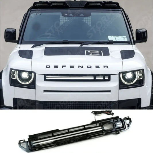 Led Dynamic Front Grill Gloss Black For Land Rover Defender L663 2020 On