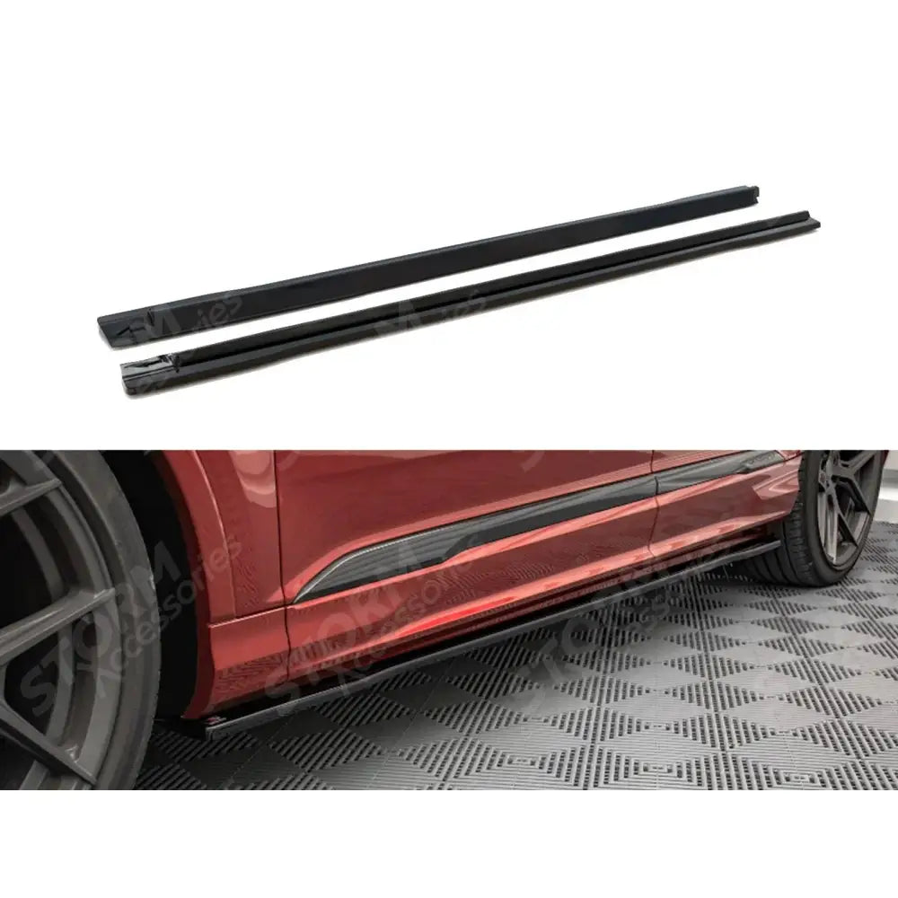 Maxton Side Skirt Splitters Gloss Black For Audi Sq7 / Q7 S-line Mk2 Facelift 2019+ (4m)