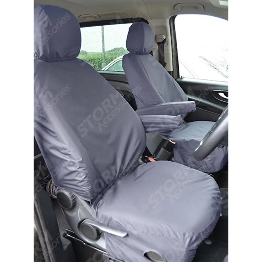Mercedes Vito 2015 On Front Single Seat Covers - Grey