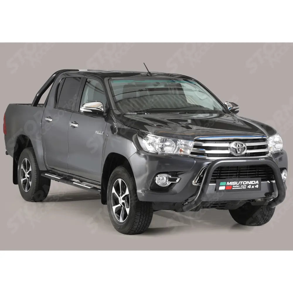 Misutonida Eu Approved Front Bar 76mm Black Finish For Toyota Hilux Mk8 2016-2020