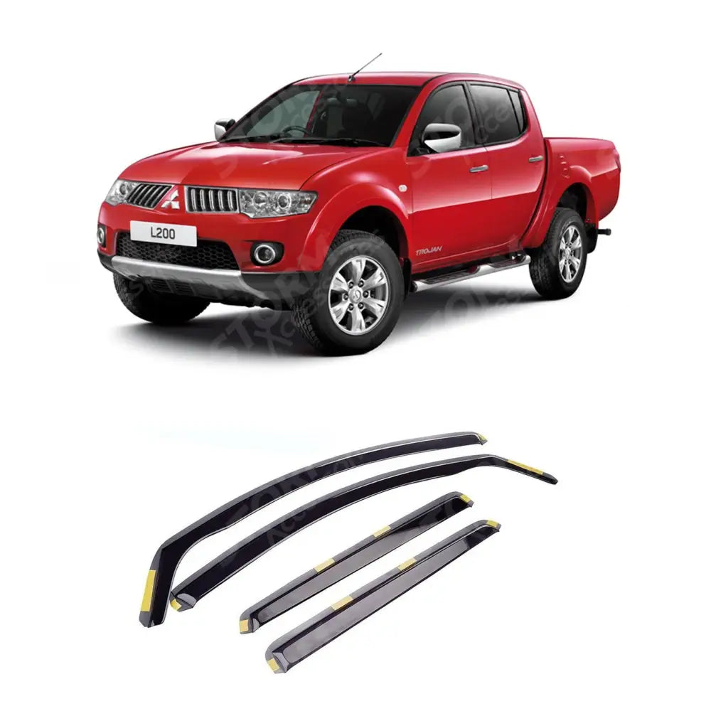 Mitsubishi L200 - 2006 - 2014 - Double Cab - Stx Wind Deflectors 4pcs Set - Internal Fit - Dark Smoke - W138