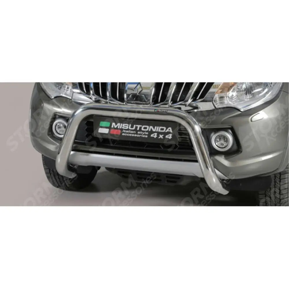 Mitsubishi L200 Series 5 2015 On Misutonida Ec Approved Front Bar - 76mm - Stainless Finish