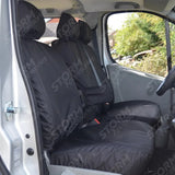 Nissan Primastar 2006-2014 Driver And Front Double Passenger Seat Covers (With Armrest) - Black