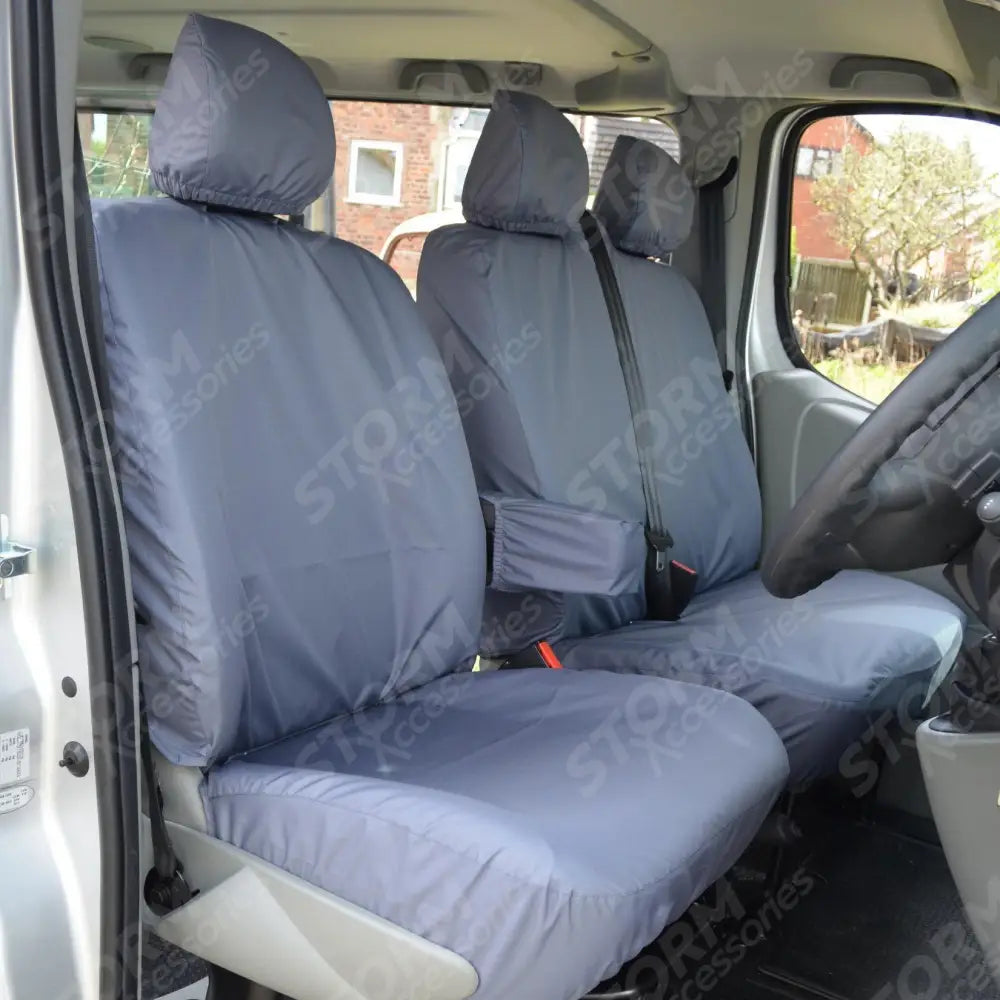 Nissan Primastar 2006-2014 Driver And Front Double Passenger Seat Covers (With Armrest) - Grey