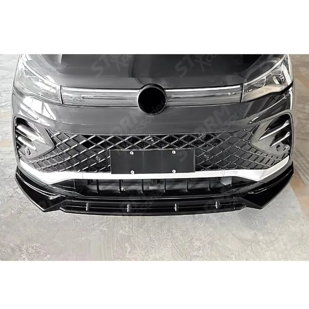 R Line Front Splitter In Gloss Black For Volkswagen Tiguan MK3 2024+