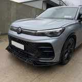 R Line Front Splitter In Gloss Black For Volkswagen Tiguan MK3 2024+