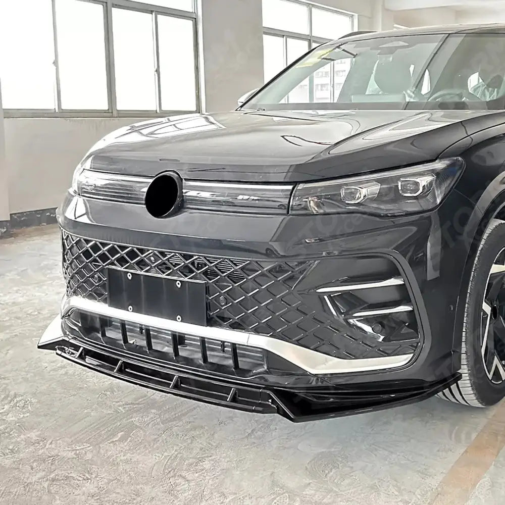 R Line Front Splitter In Gloss Black For Volkswagen Tiguan MK3 2024+