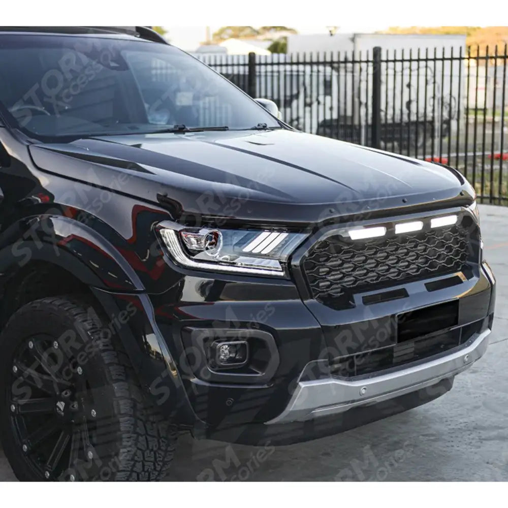 Ranger T6 2016-2019 Replacement Grill With LED'S In Gloss Black - Mesh Style