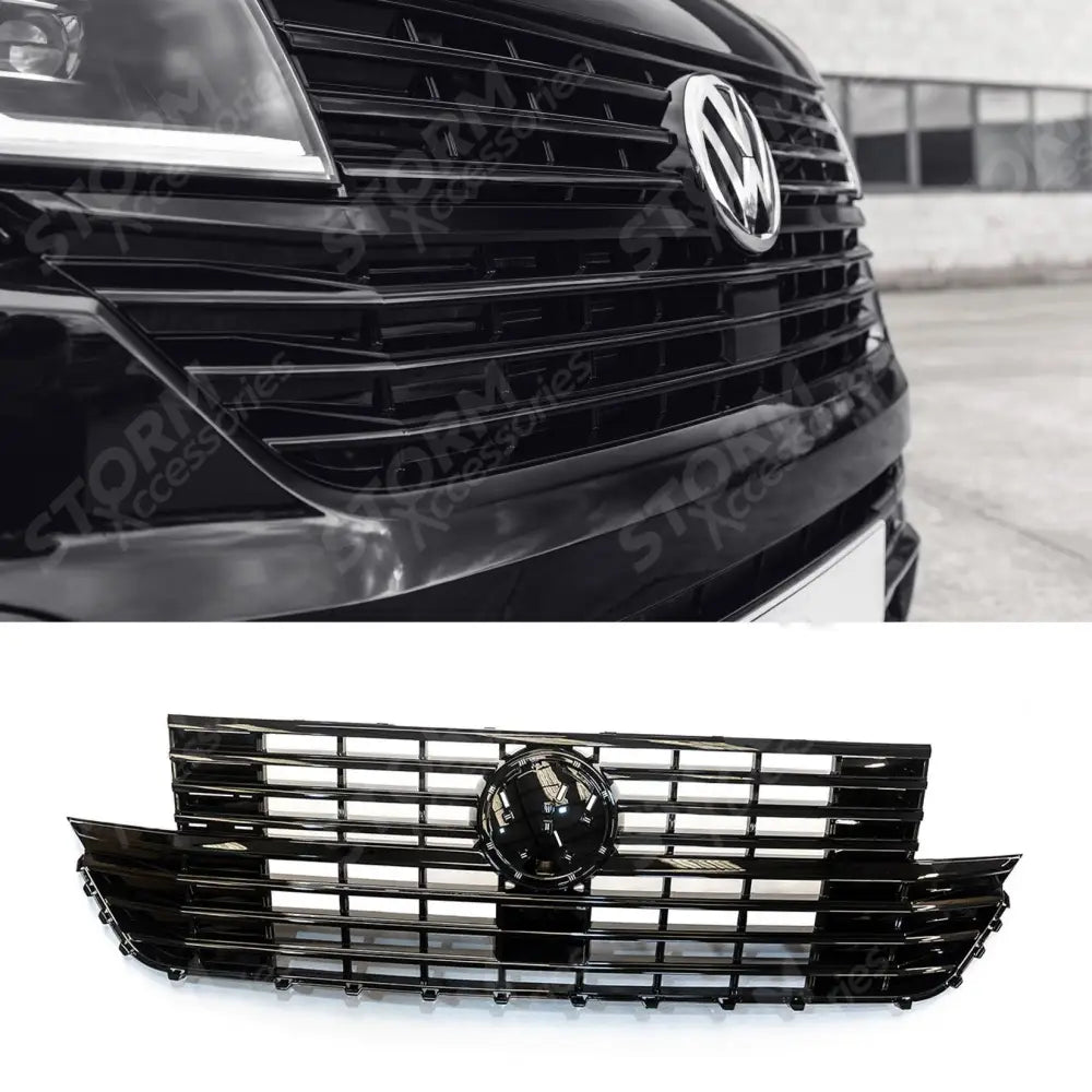 Replacement Front Grill Gloss Black Badged For Vw Transporter T6.1 2019 - 2024