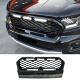 Replacement Grill With LED'S In Gloss Black - Mesh Style For Ranger T6 2016-2019