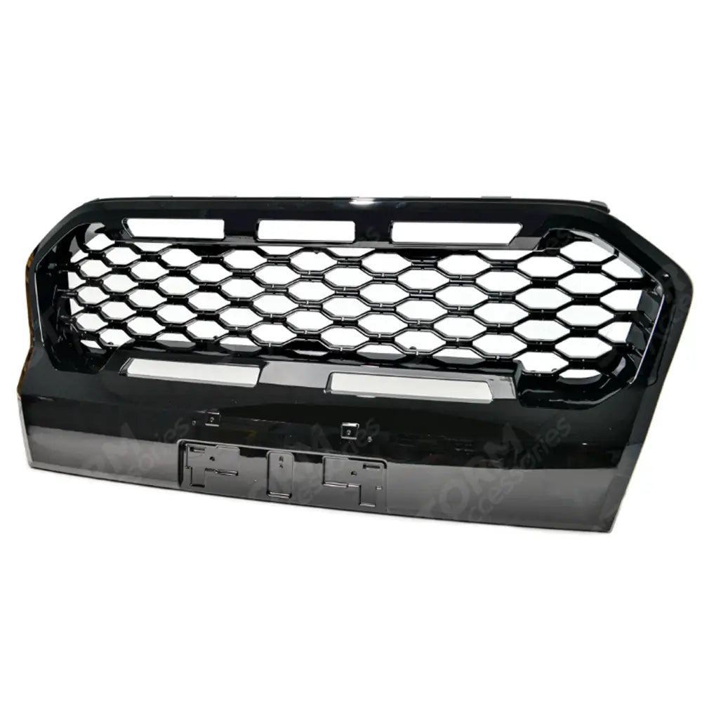 Replacement Grill With LED'S In Gloss Black - Mesh Style For Ranger T6 2016-2019