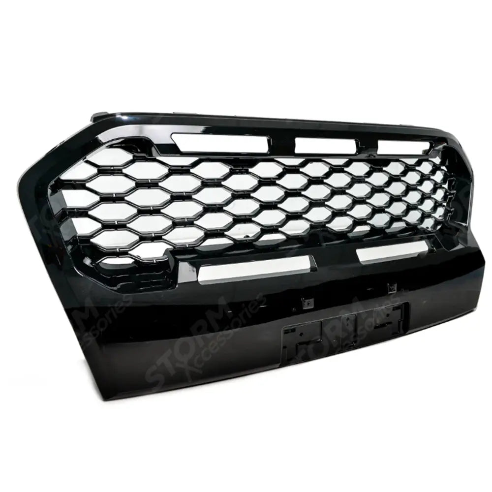 Replacement Grill With LED'S In Gloss Black - Mesh Style For Ranger T6 2016-2019